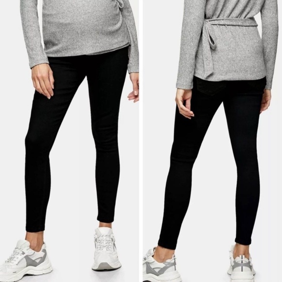 Topshop Moto Maternity Jaime Overbump Black Sretch Denim Skinny Jeans 12/30 - Picture 4 of 8